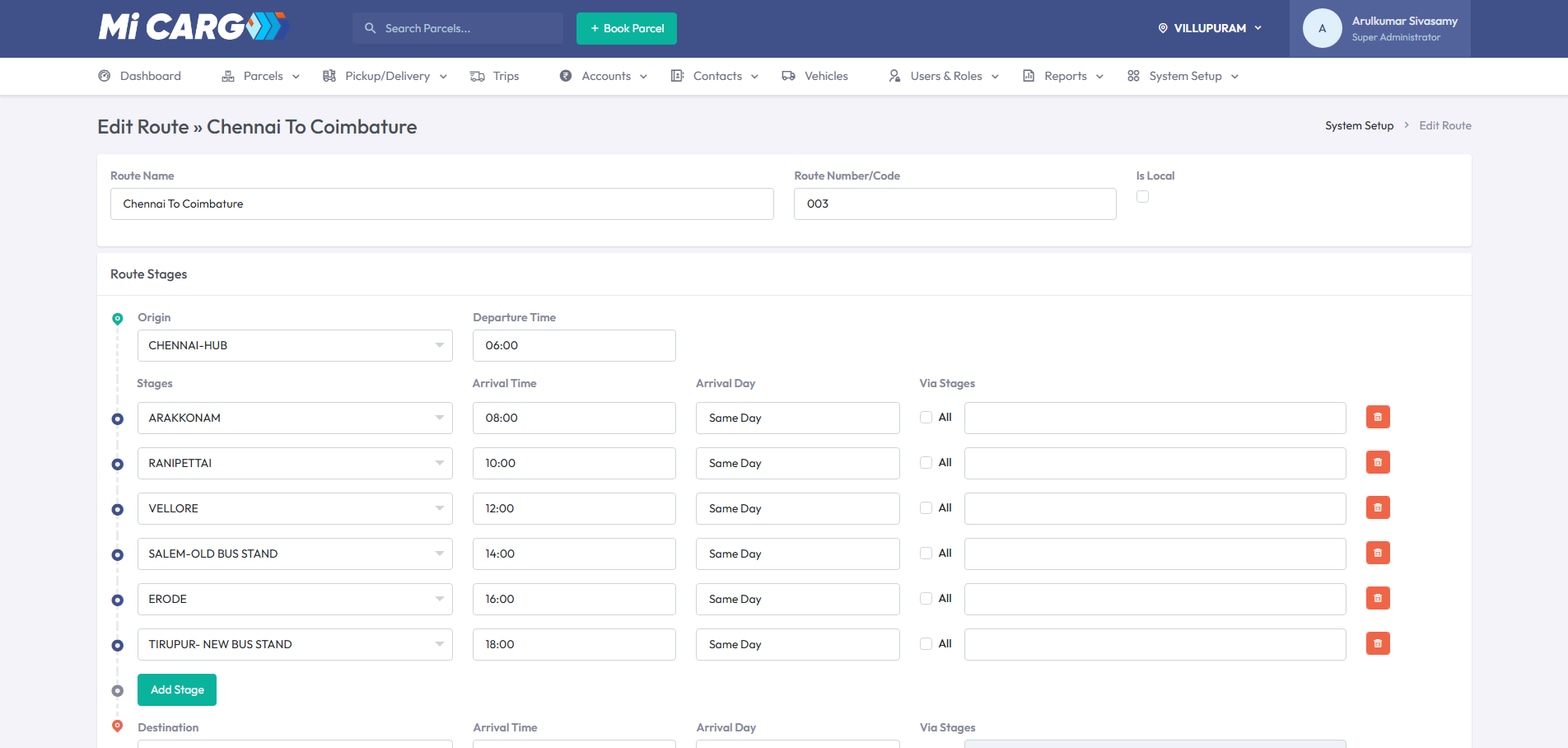 MiCargo Route Management